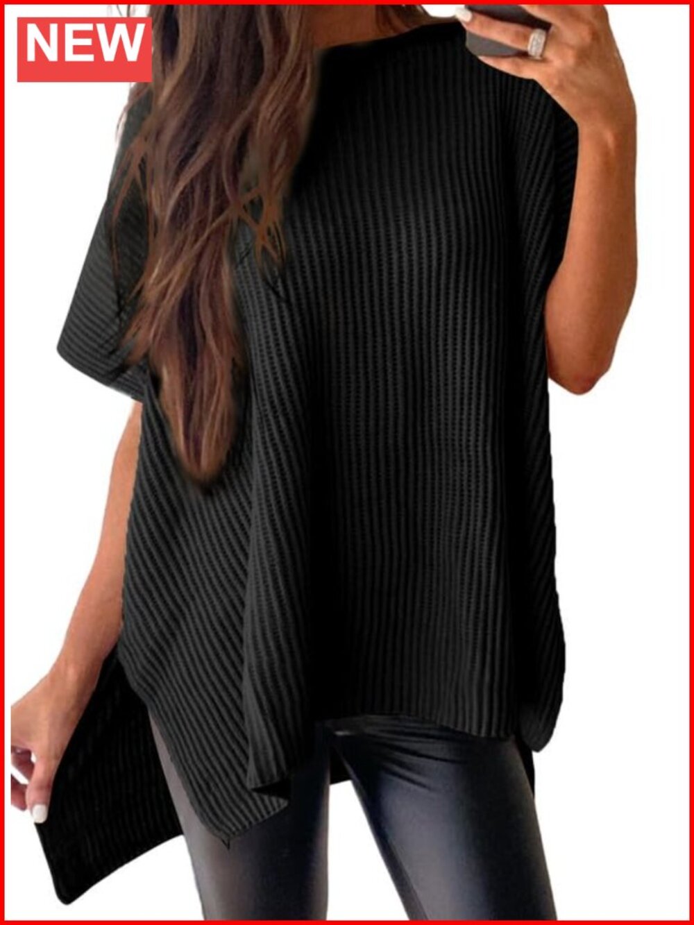 Crewneck Short Sleeve Knit Sweater Tunic Top Lightweight Summer Pullover for